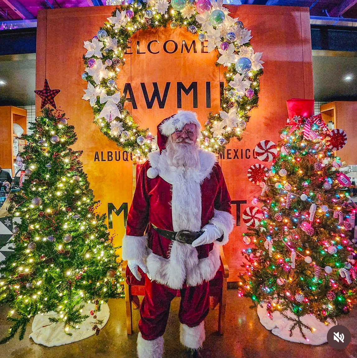 Santa Michael at a holiday event at Sawmill Market in Albuquerque, New Mexico